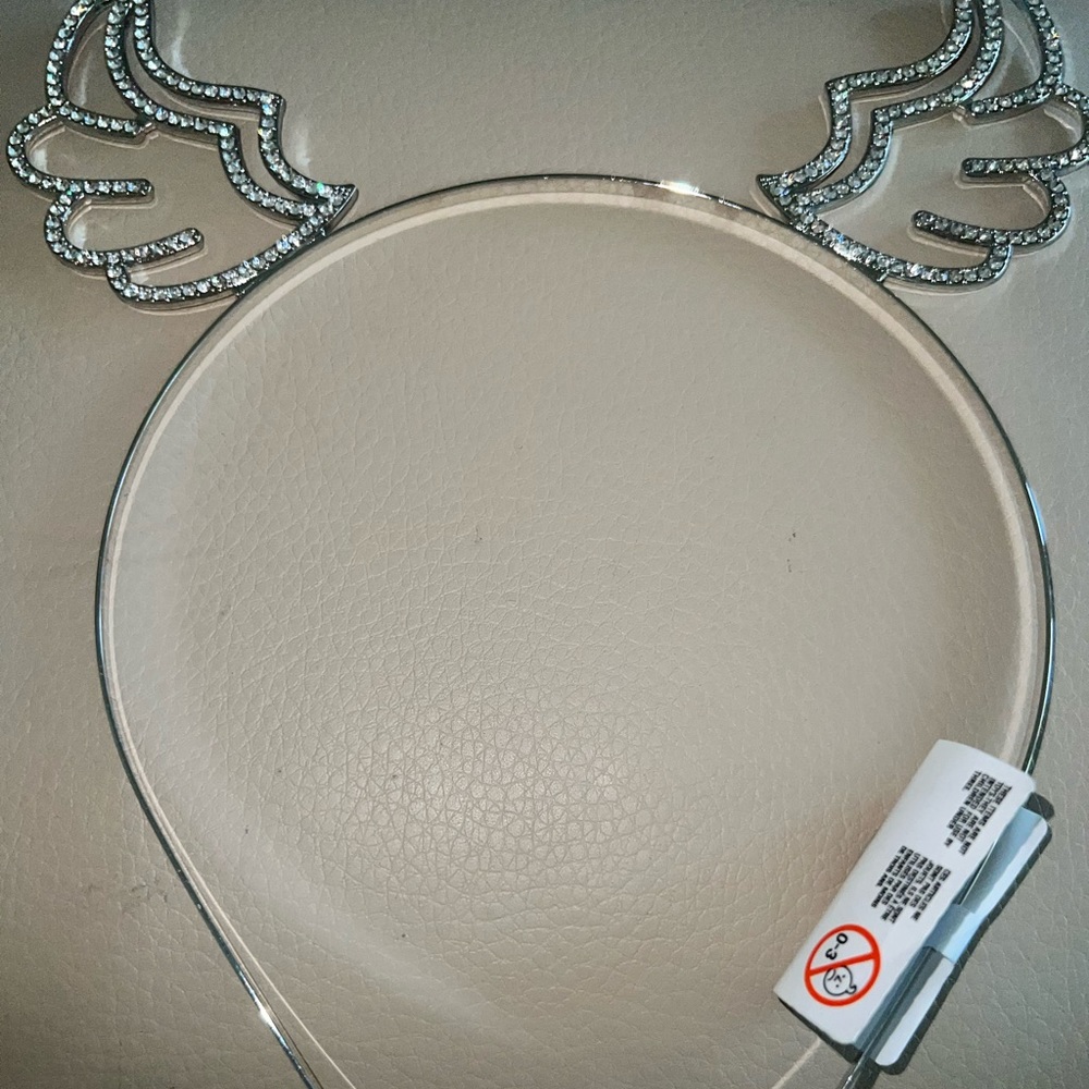 Crystal Silver Angel Wing Headband